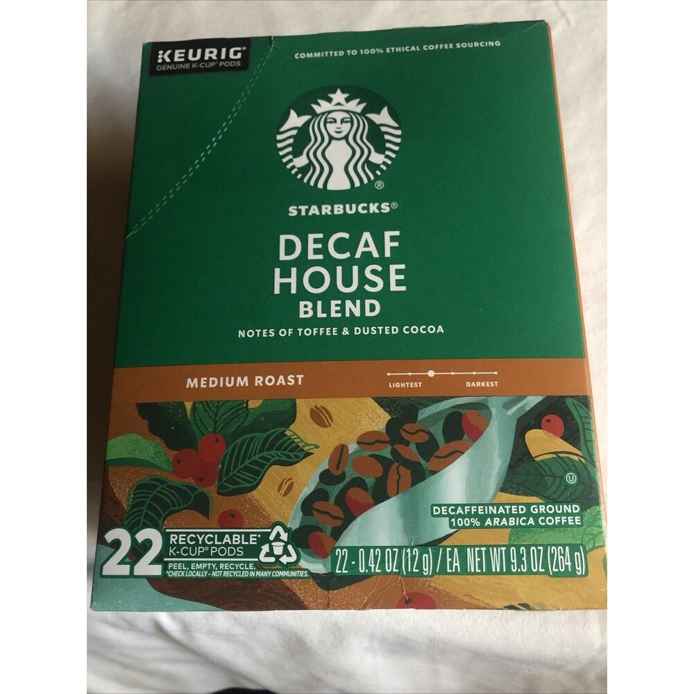 Starbucks, Decaf House Blend Medium Roast K-Cup Coffee Pods, 22 Count K Cups